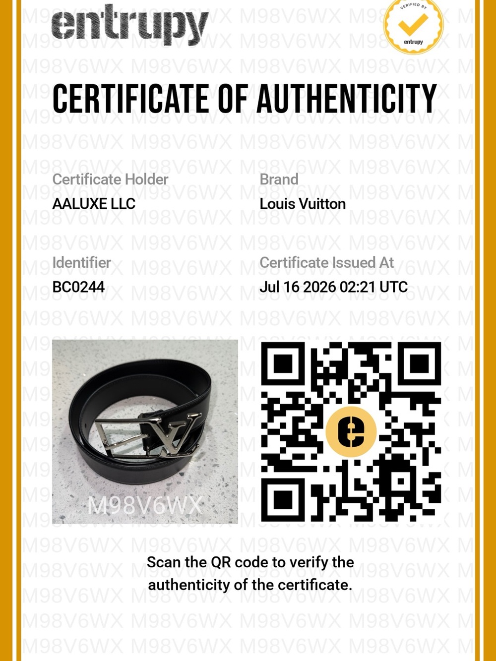 Louis Vuitton Black Leather Belt with Silver LV Buckle Size 85/34 Authentic - Picture 5 of 5